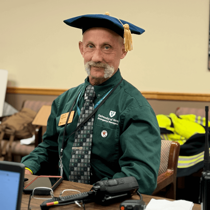 John Marcus, Emergency Manager, wearing a very fine hat.