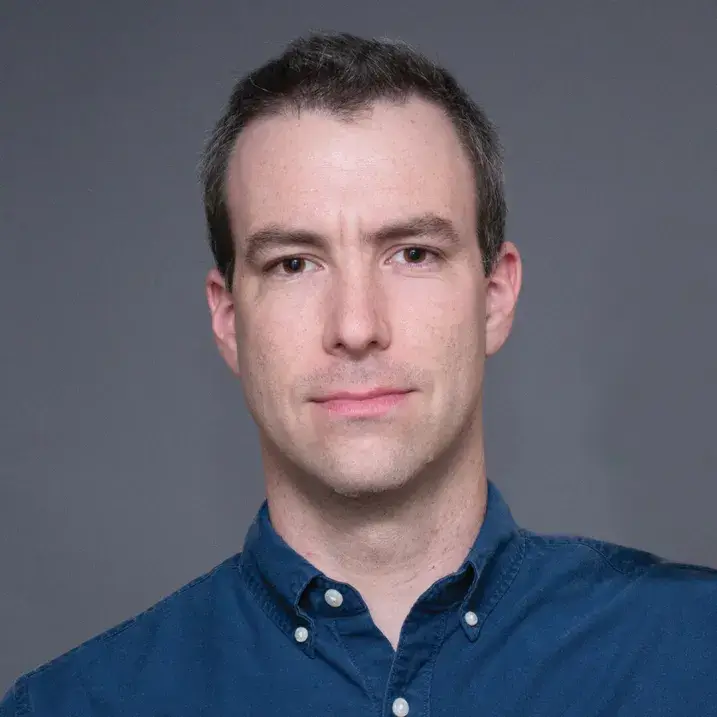 man in blue shirt