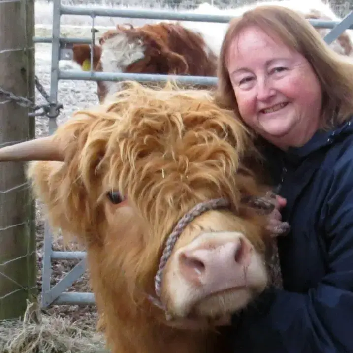 Wendy Sorrell with a cow
