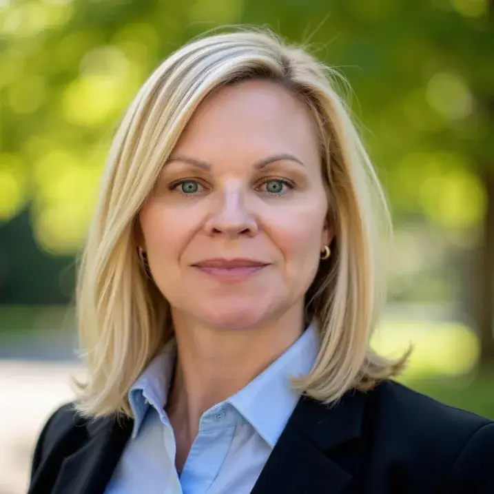 woman with blond hair smiling