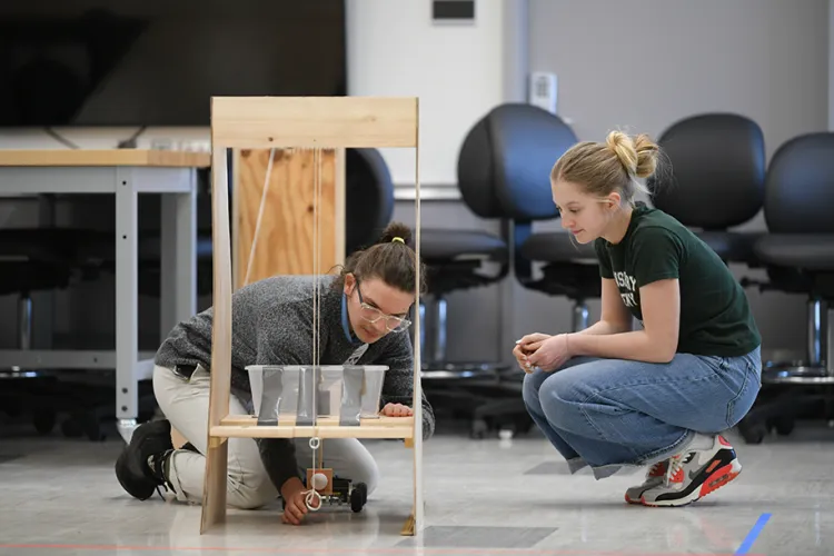 Donley Johnson and Thea Gilbert from St. Johnsbury Academy compete in the Scrambler Competition