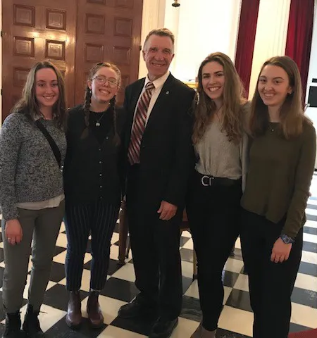 PoliSci students at the State House with Governor Phil Scott