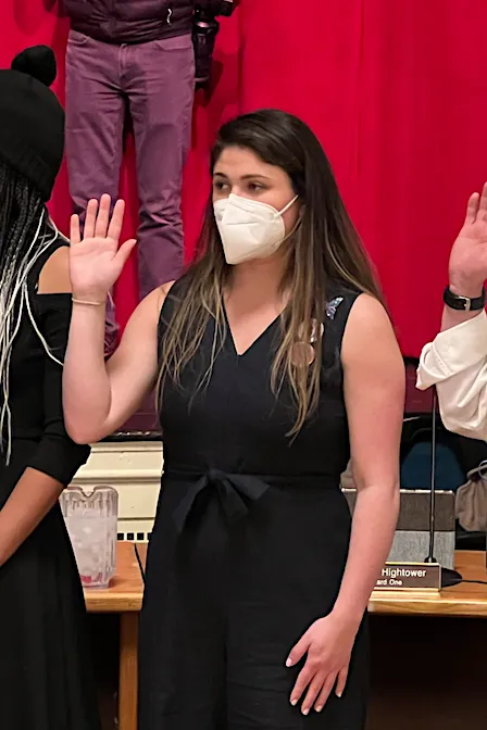 Ali House being sworn in after her election to serve on Burlington City Council