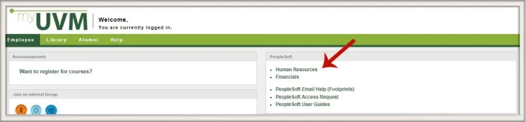 MyUVM and PeopleSoft HR