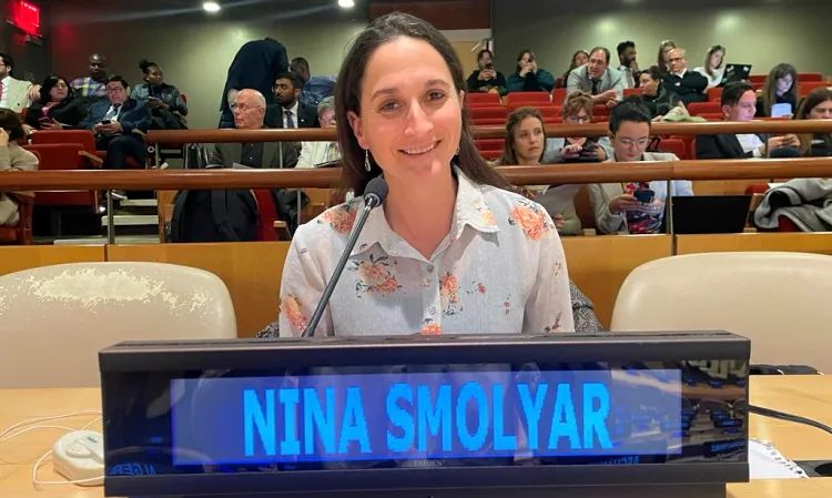 UVM Vermont and Gund Institute grad student Nina Smolyar before her speech at the united nations