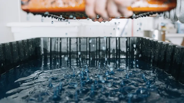 close-up of water dripping from a frame