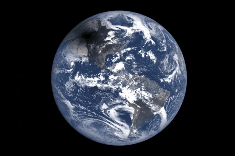 View of Earth showing shadow of 2017 total solar eclipse