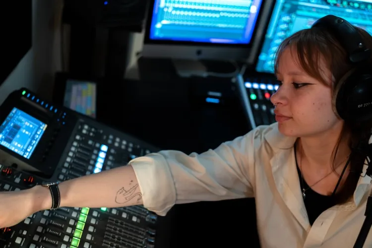 Pearl Stuart in a recording studio