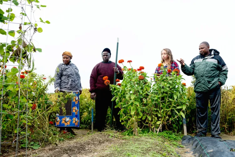 Farmers in the teaching garden