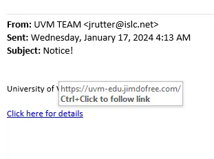"Notice!" phising email