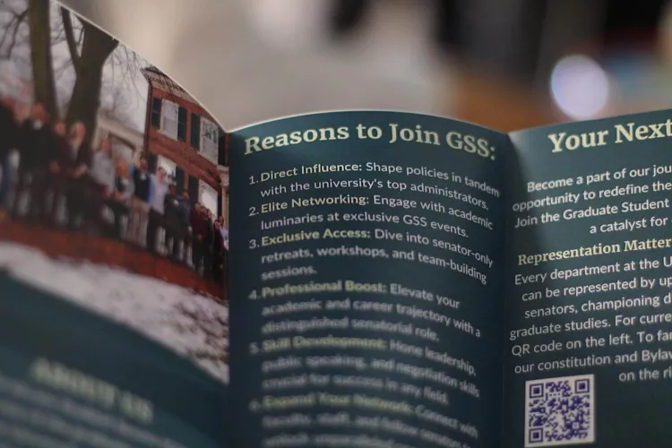 Out of focus image of brochure for GSS