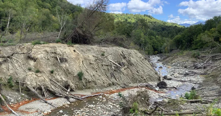 Scene of erosion at a Vermont waterway