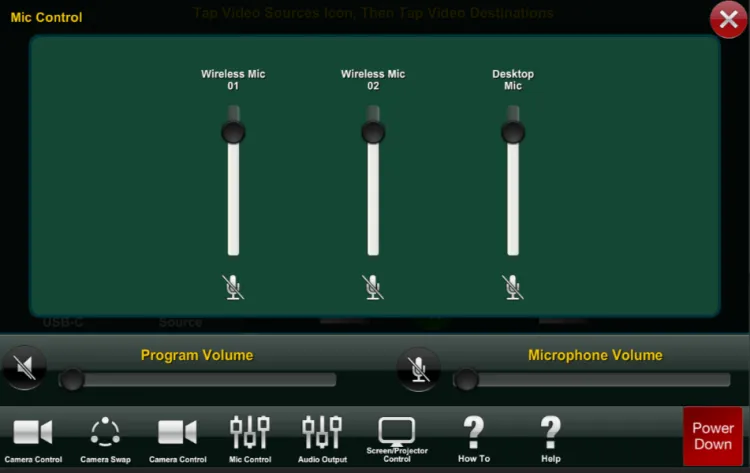 Crestron mic controls