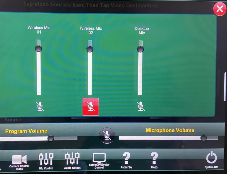 Crestron mic mute controls