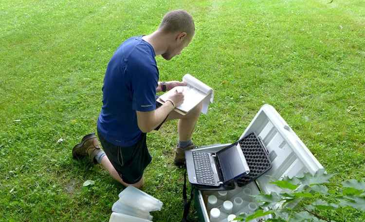 Student conducting environmental field studies