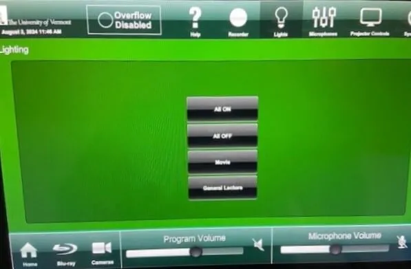 Screenshot of room lighting control screen