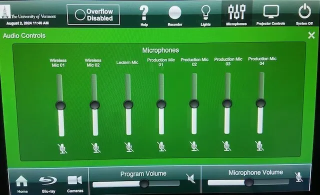 Screenshot of Microphone Control screen