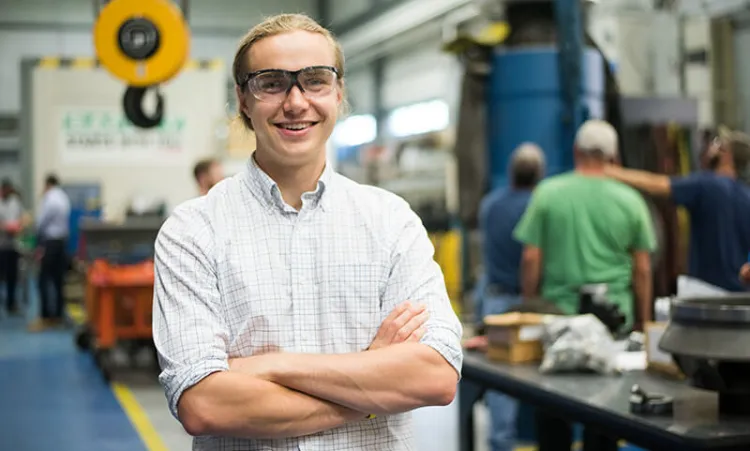 Engineering intern at work