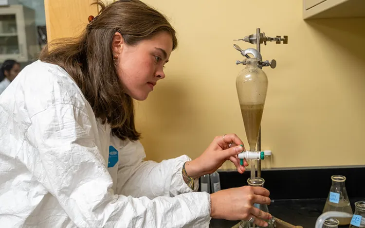 CEE student conducting research on microplastic contamination in water