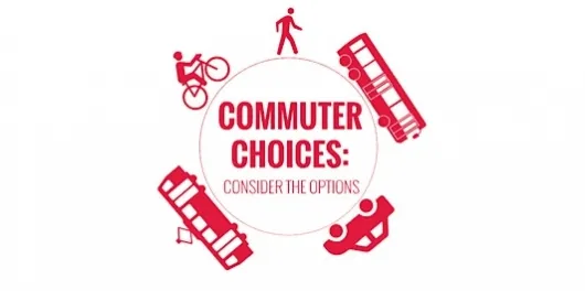 an illustration of the globe with a person and two buses, a car, and a bike