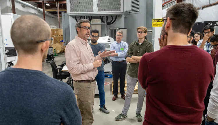 KORE President Jay Bellows guided a group of students and faculty in the Center for Resilient Energy & Autonomous Technologies in Engineering (CREATE)