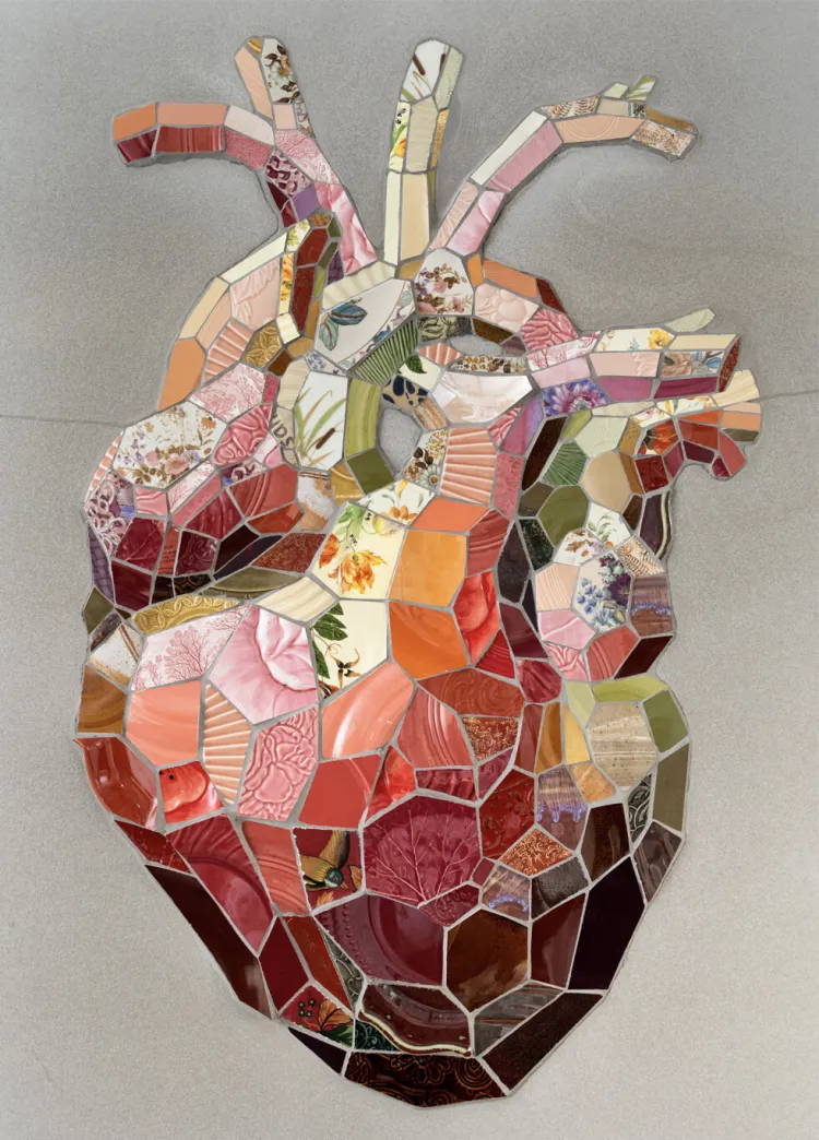 Mosaic tile art piece of human heart