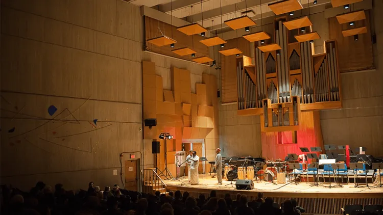 interior view of main stage of UVM Recital Hall