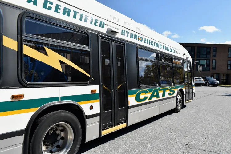 A UVM CATS Bus driving on campus