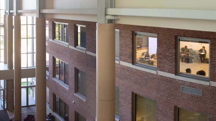 view of Terrill Hall from Davis Center Atrium