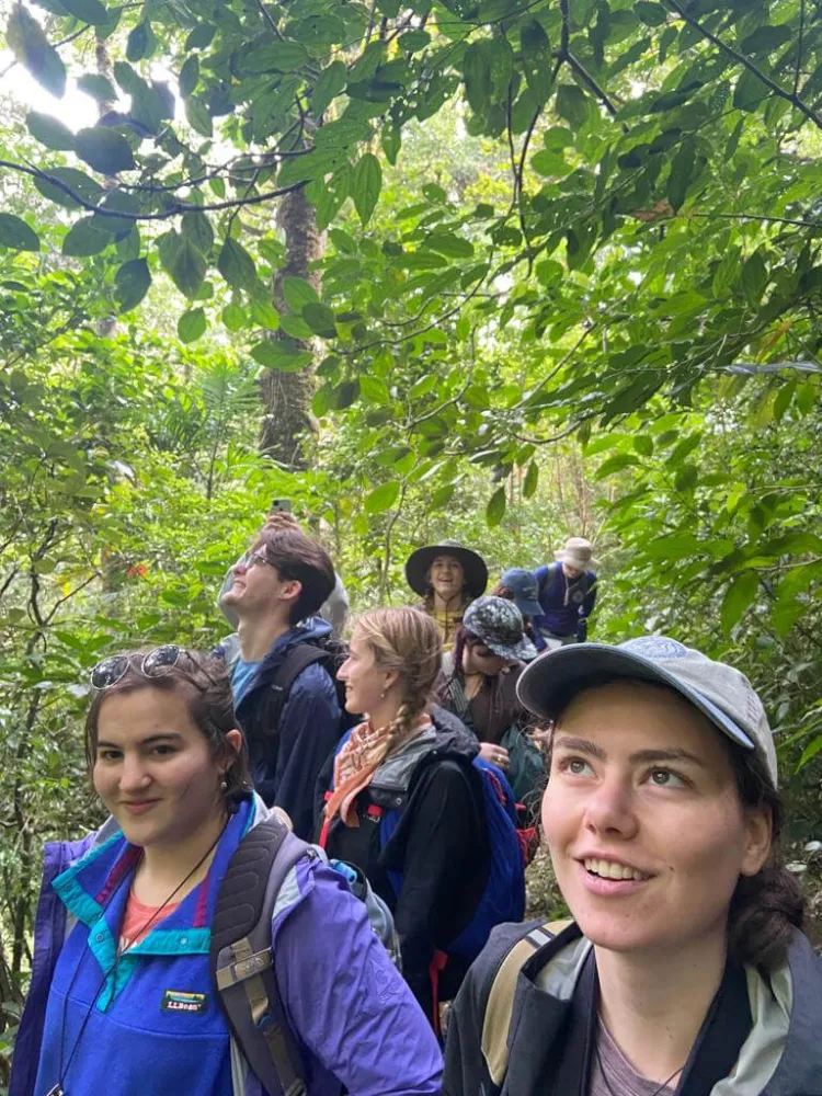 Students walking through tropics in Costa Rica