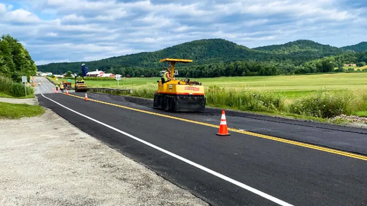 Paving a rural road in Vermont