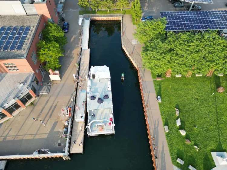 Marcelle Melosira docked at the Rubenstein Ecosystem Science Lab