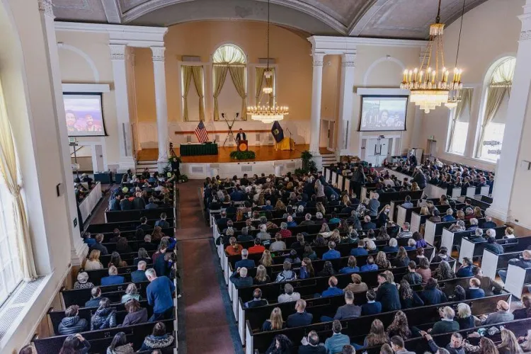 A full view of the Ira Allen Chapel during the memorial service