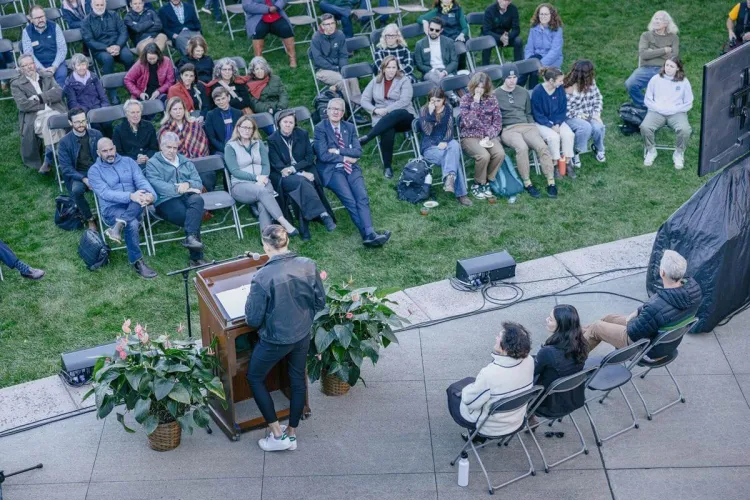Rigo Melgar speaking at the planetary health initiative launch event on 10/17/24