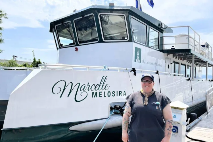 Bo Barile standing in front of the Marcelle Melosira