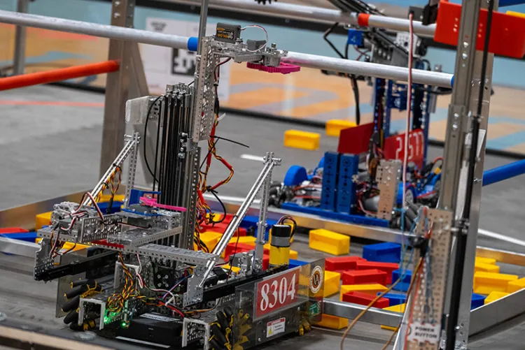 Robots are guided through a series of tasks at the Vermont FTC State Championship
