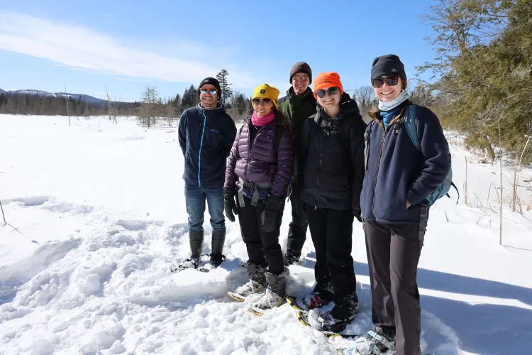 Faculty and Staff affiliated with the Natural Areas system and UVM Water Resources Institute joined Emily and Stowe Land Trust Conservation Program Manager, Carolyn Loeb, to explore the property and discuss opportunities it presents to UVM