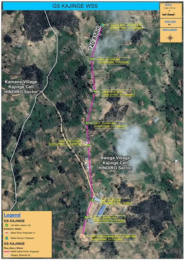 Map of Kajinge water project