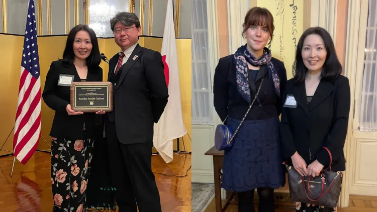 Kazuko Carlson receiving a award