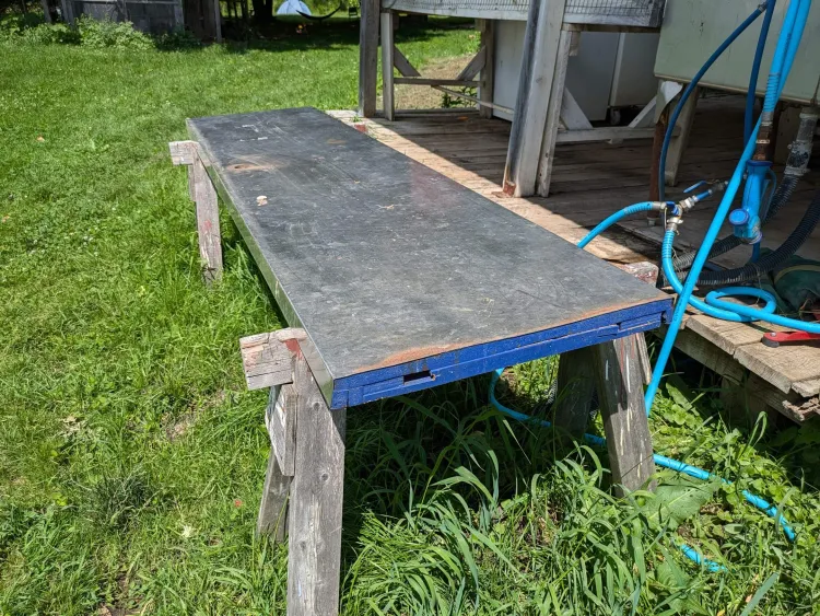 an outdoor spray table
