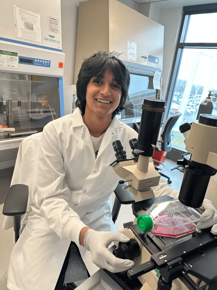 Student in a science lab