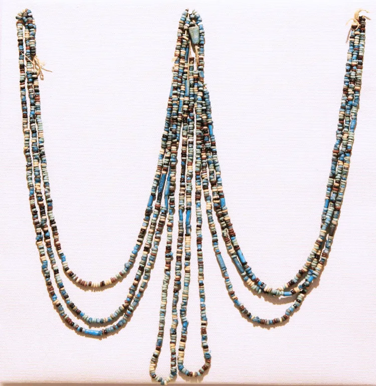 Strands of multicolored beads from ancient Egypt
