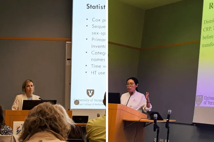 2 people presenting at a conference