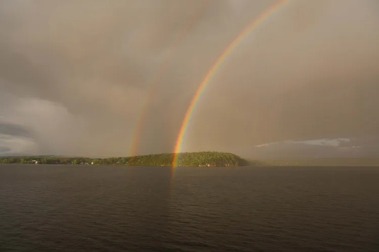 rainbow on lake champlain