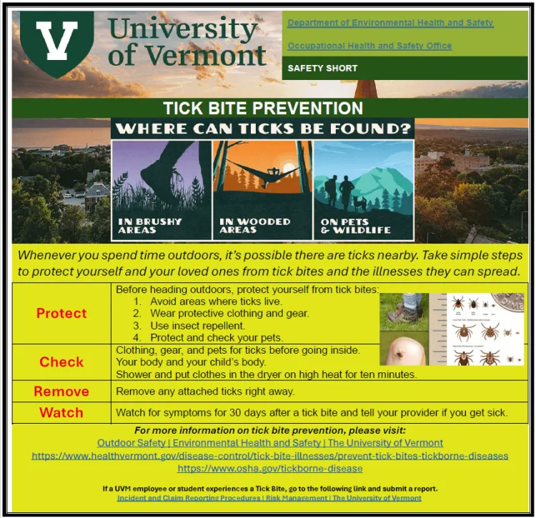 Tick Bite Prevention UVM Poster