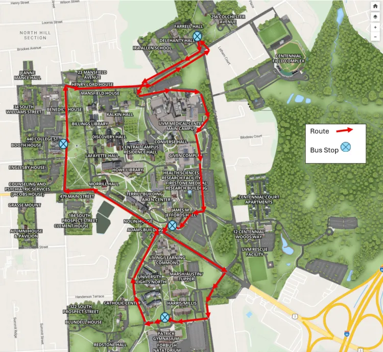A map of the on campus shuttle detour for Move-In