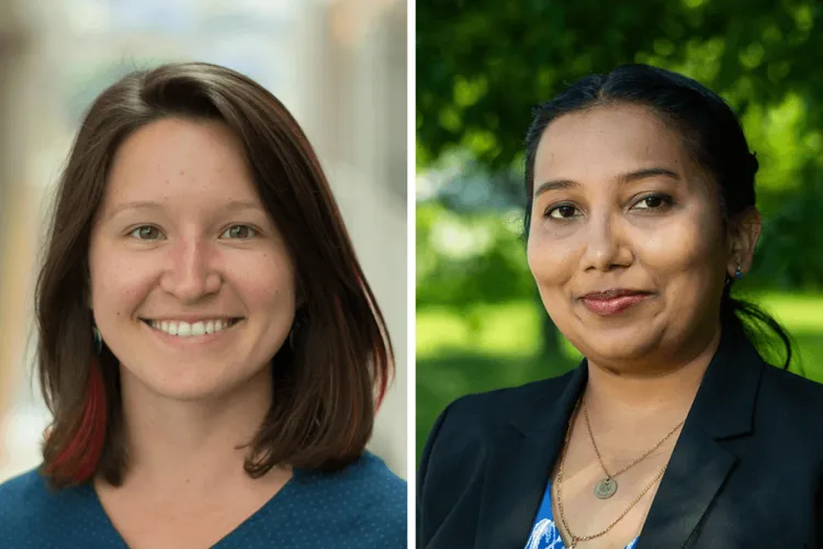 2 headshots: Dani Brasino, Ph.D. (left) and Trishnee Bhurosy, M.Sc., Ph.D. (right)