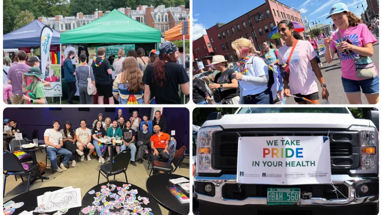 collage of 4 photos from the 2025 Pride Vermont Parade & Festival