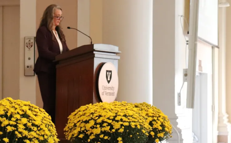 Nursing alumna Nena Rich '93 speaks at the 2025 White Coat Ceremony
