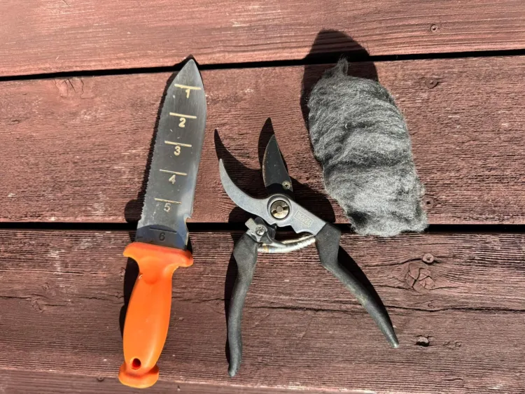 small garden tools on a table